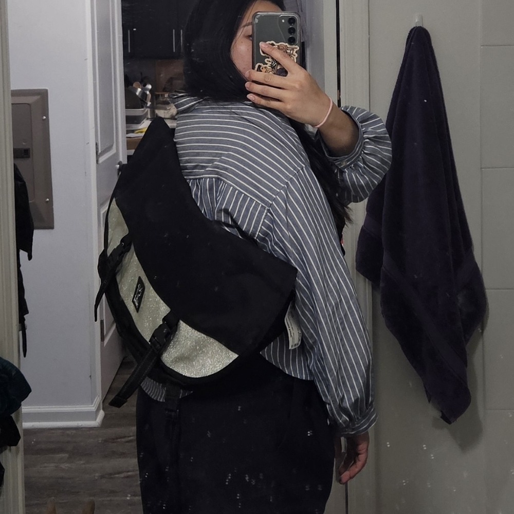 Chrome Glittery Side Backpack - image 1